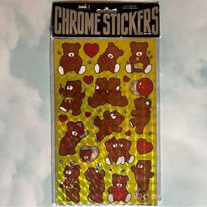 Vintage Mark 1 Chrome Stickers 1983 Heart Bears Full sheet SEALED Unopened
